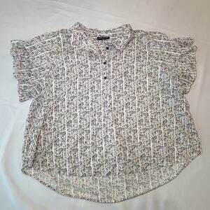 Lane Bryant Women’s Plus Size 24 Blouse Button Up Black & White